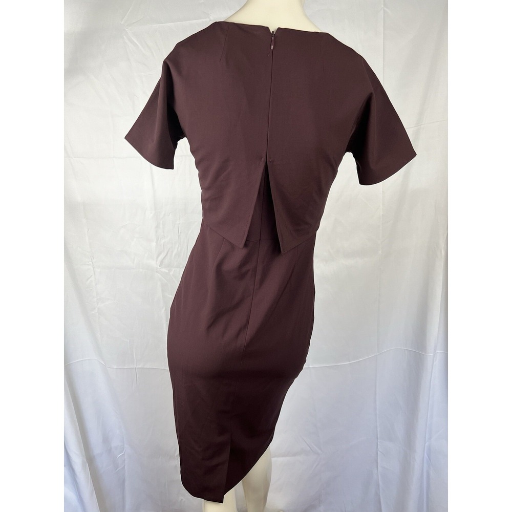 J CREW Aubergine Stretch Refined Wool Overlay Sheath Dress sz US Size 0 - Picture 3 of 15